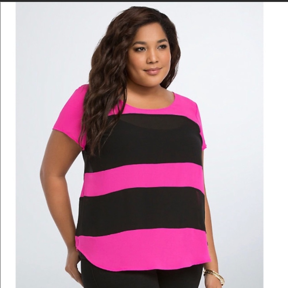 Torrid color block sheer top 14/16